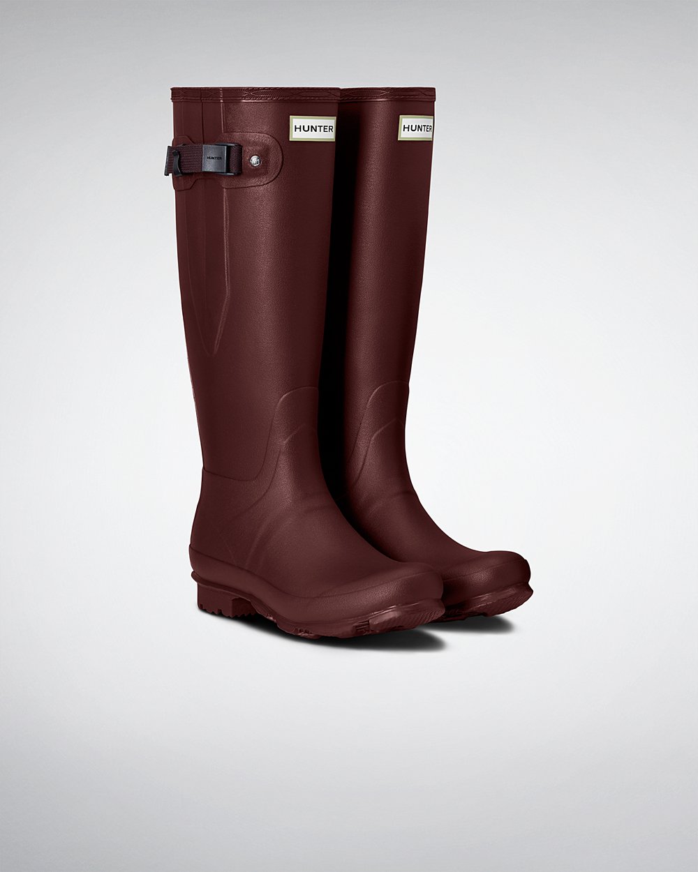 Botas De Altas Hunter Mujer Norris Field Side Adjustable - Moradas Rojas - Argentina 9476VNXMT